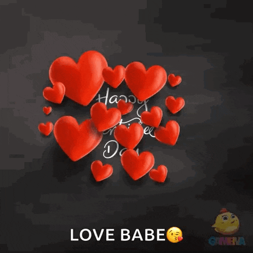 a valentine 's day greeting card with red hearts and the words happy valentine 's day love babe