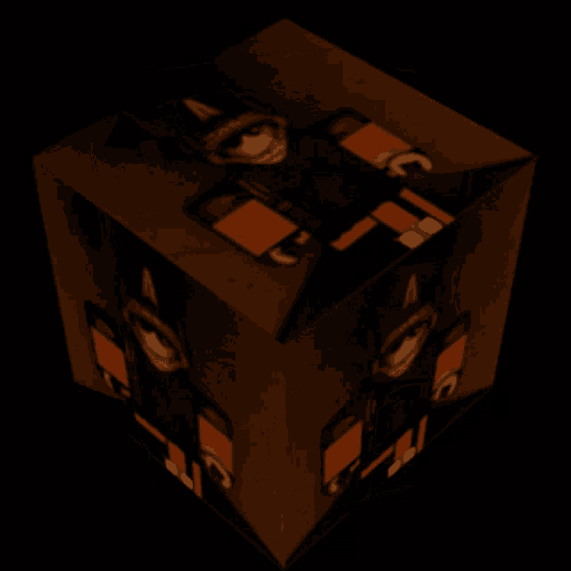 a cube with a picture of a man in sunglasses on it