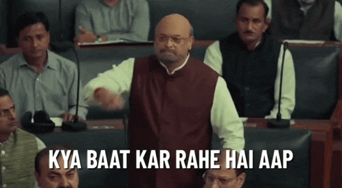 a man giving a speech with the words kya baat kar rahe hai aap