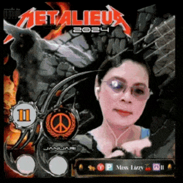 a picture of a woman with metallica 2024 on it