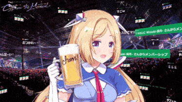 a girl holding a mug that says cheers