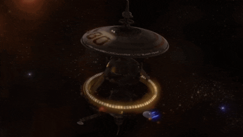 a futuristic space station with the number 80 on it