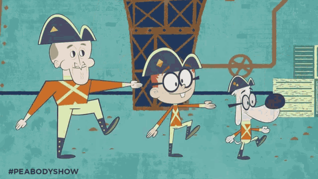 a peabody show animated cartoon with a blue background