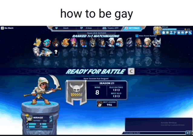 a screenshot of a video game with the words how to be gay on top
