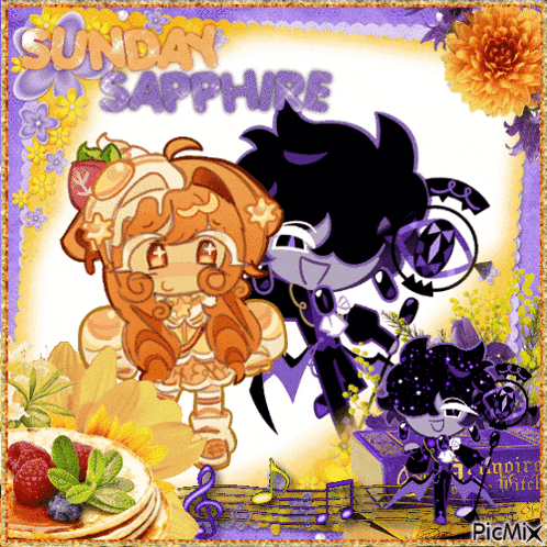 a sunday sapphire greeting card with cartoon characters on it