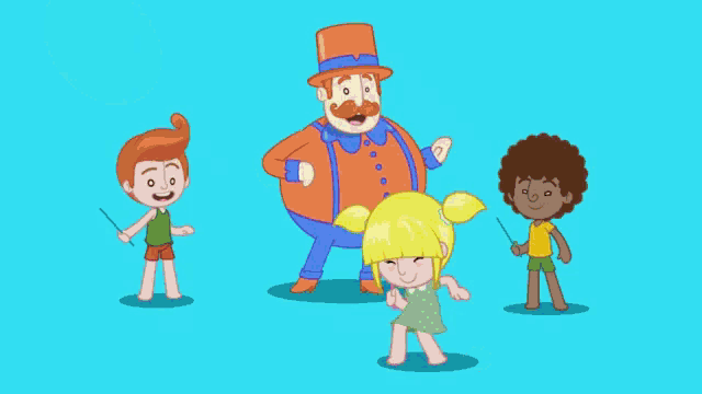 a group of children are playing with a clown and balloons