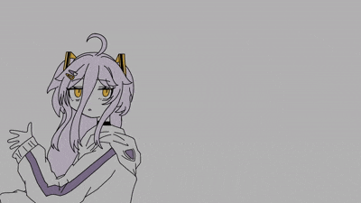 a drawing of a girl with purple hair and yellow eyes