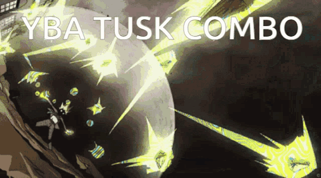 yba tusk combo is displayed on a graphic