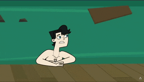 a cartoon drawing of a wave crashing against a wooden pier
