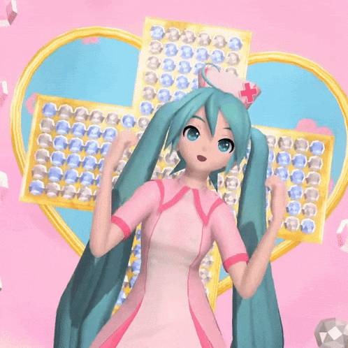 a girl with pigtails is wearing a pink nurse 's hat