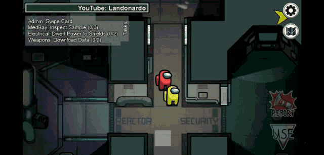 two among us characters are standing next to each other in a game