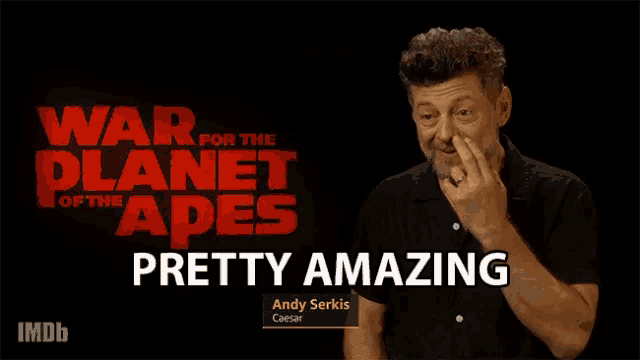 an ad for war for the planet of the apes shows a man covering his nose