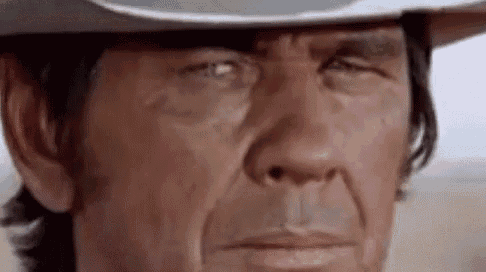 a man wearing a cowboy hat is looking at the camera .