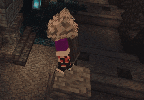 a screenshot of a minecraft game with a blue glowing object in the middle