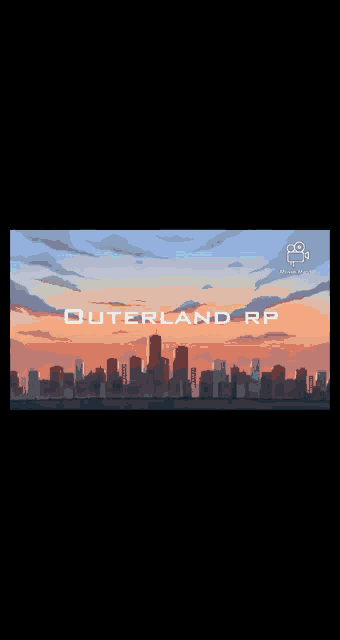 a banner for outerland rp with a cityscape in the background