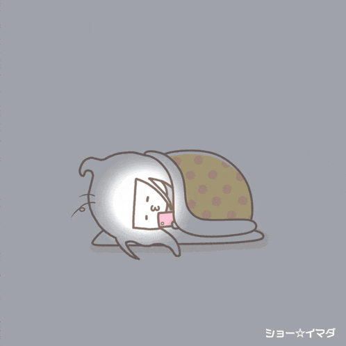 a cartoon drawing of a person laying down with a blanket and the number 3 on its face