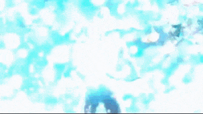 a person is standing in a pool of water surrounded by a blue light .
