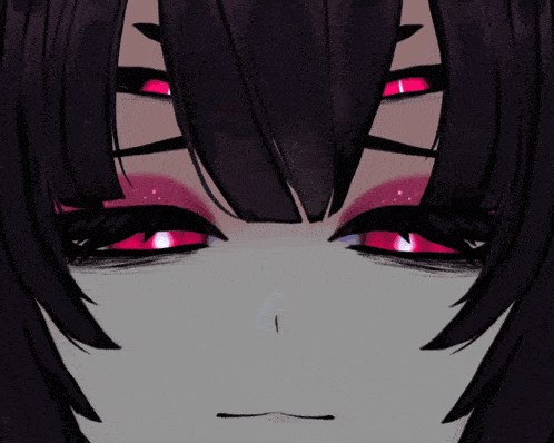 a close up of a girl 's face with a pink eye shadow