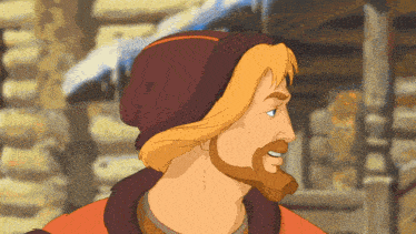 a cartoon of a man with a beard wearing a brown hat