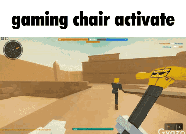 a screenshot of a video game with the words gaming chair activate above it