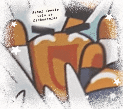 a drawing of a rebel cookie with the words rebel cookie solo de diskomaniaa above it