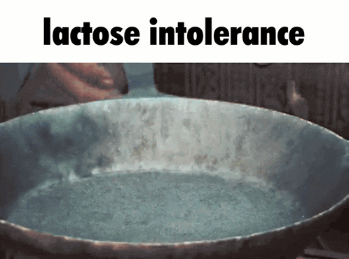 a picture of a pan with the words lactose intolerance on it