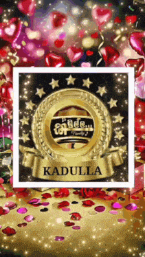 a gold medal with the name kadulla on it in a frame