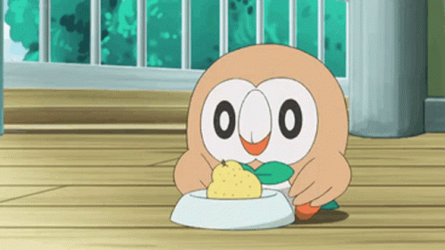 Ash Steals Food Of Rowlet GIF - Ash Steals Food Of Rowlet GIFs