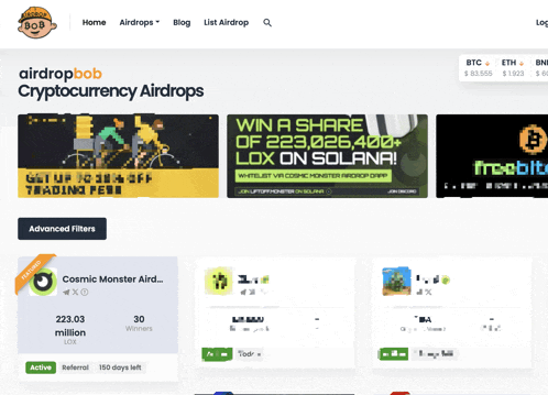 a screenshot of a website called airdropbob