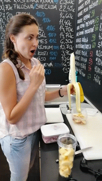 Banana Wiggle GIF - Banana Wiggle Shocked GIFs
