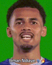 a close up of a man 's face with the name ilman ndaye on the bottom