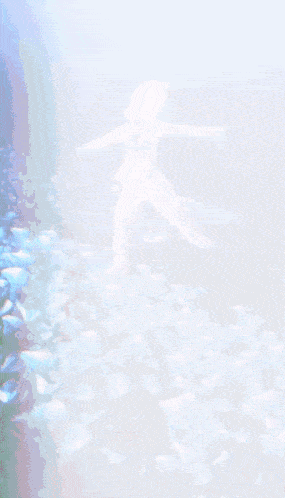 a girl is standing on a pile of fish in the ocean