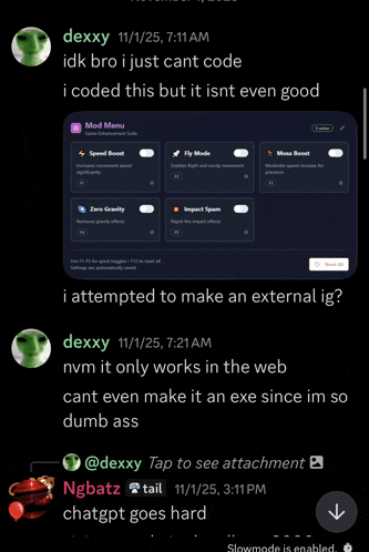 a screenshot of a text conversation between dexxy and another person