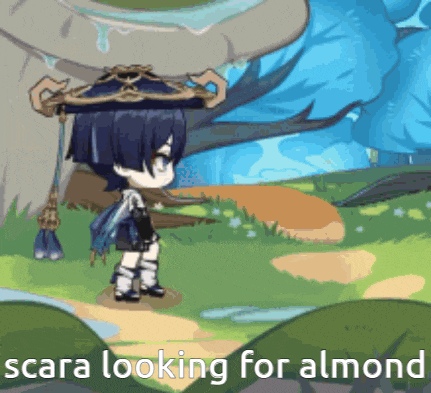 scara is looking for almond in a game