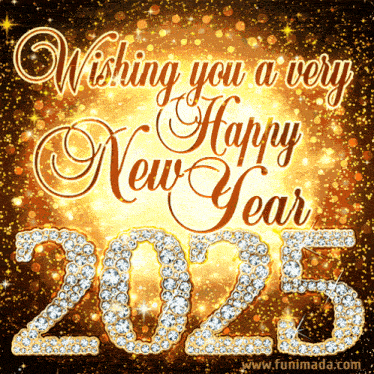 a greeting card wishing you a very happy new year in 2025