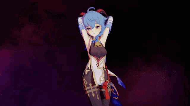a drawing of a girl with blue hair is behind a drawing of a girl with red hair