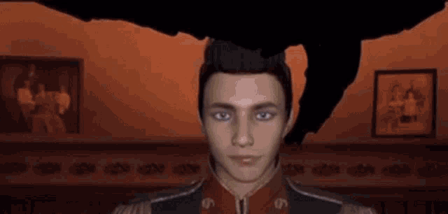 a man in a military uniform has a thought bubble in front of his head