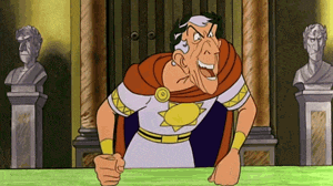 a cartoon of a man wearing a cape and a sun on his chest