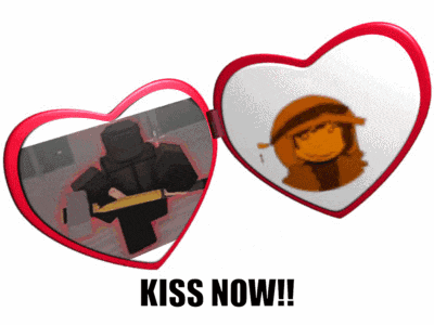 a heart shaped mirror with a picture of a man and a woman and the words kiss now on the bottom