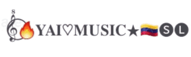 a logo for yai music shows a flame and a star