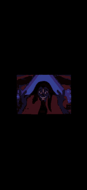 a pixel art of a person fighting another person in a dark room .