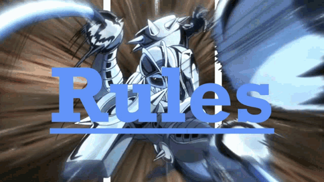 a picture of a robot with the word rules on it