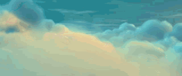 a cartoon character is flying through the air with his hand outstretched