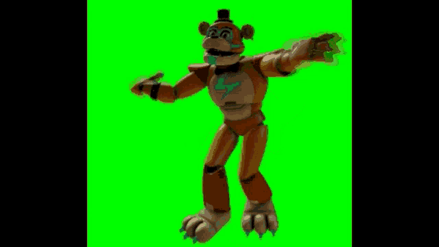 freddy fazbear from five nights at freddy 's is standing on a green screen .
