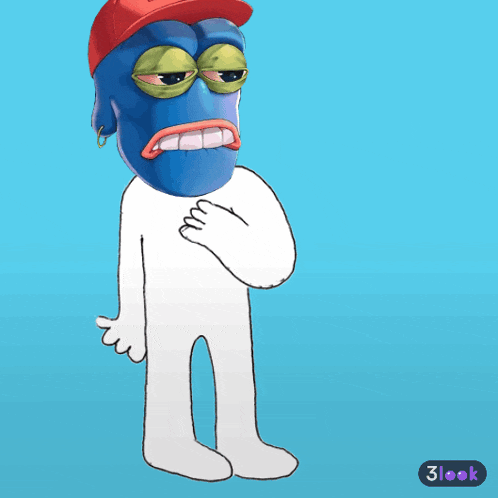a cartoon character wearing a red hat with the word 3look below it
