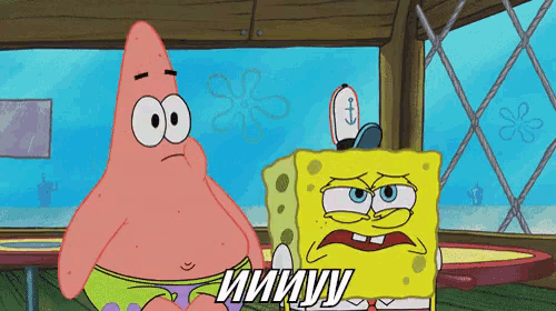 patrick star and spongebob from spongebob squarepants are sitting at a table