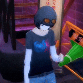 a cartoon character wearing a mask and sunglasses is standing in front of a staircase