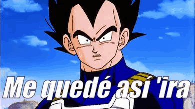 a cartoon character with the words me quede asi ira in white letters