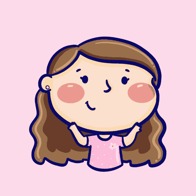 a cartoon of a girl with hearts around her