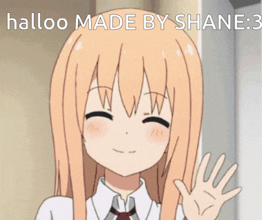 a picture of a girl waving with the words halloo made by shane 3 below her